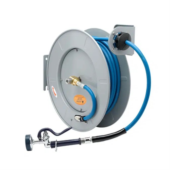 B-7242-01 Hose Reel, Open, Epoxy Coated Steel, 50' Hose, 3/8" ID with Spray Valve