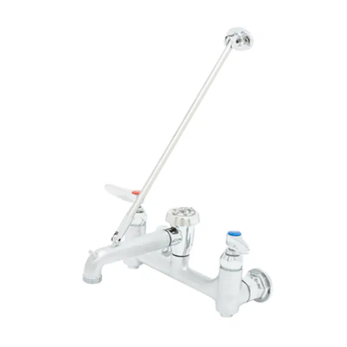 B-0665-BSTR Service Sink Faucet, Wall Mount, 8" Centers, Built-In Stops, Vacuum Breaker, Rough