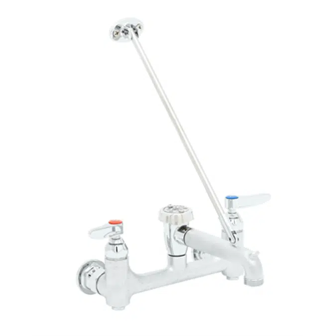 B-0665-BSTR Service Sink Faucet, Wall Mount, 8" Centers, Built-In Stops, Vacuum Breaker, Rough