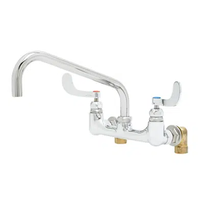 รูปภาพสำหรับ B-0290-04 Big-Flo Mixing Faucet, 8" Wall Mount, 12" Nozzle, 4" Wrist-Action Handles, Inlet Elbows