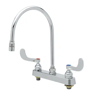 Image for B-1120-135X-WH4 Workboard Faucet, 8" Deck Mount, 135X-A22 Swivel Gooseneck, 4" Wrist-Action Handles