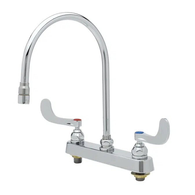 B-1120-135X-WH4 Workboard Faucet, 8" Deck Mount, 135X-A22 Swivel Gooseneck, 4" Wrist-Action Handles