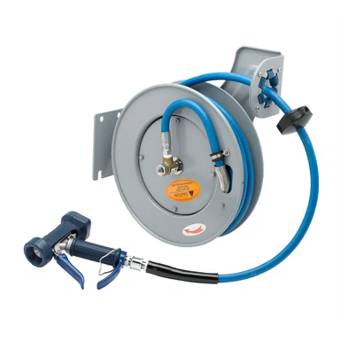 B-7232-05 Hose Reel, Open, Epoxy Coated Steel, 3/8" ID x 35' Hose, Front Trigger Water Gun