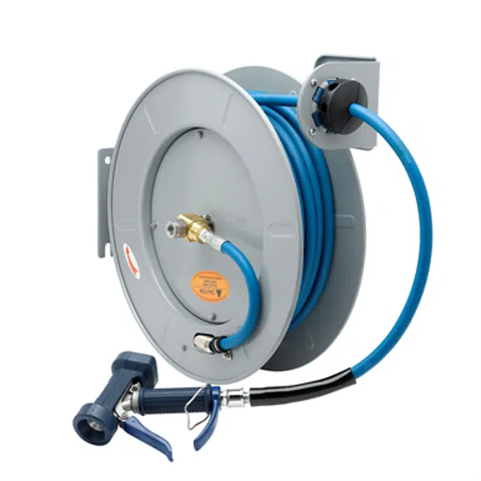 B-7242-05 Hose Reel, Open, Epoxy Coated Steel, 50'Hose, 3/8" ID with Front Trigger Water Gun