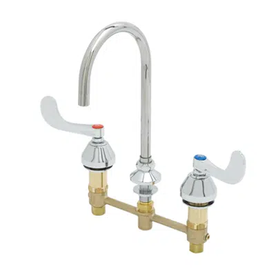 Image for B-2866-05FC-CR Medical Faucet, 8" Centers, 1.5 gpm Flow Control, Plain-End Gooseneck, 4" Handles, Ceramas