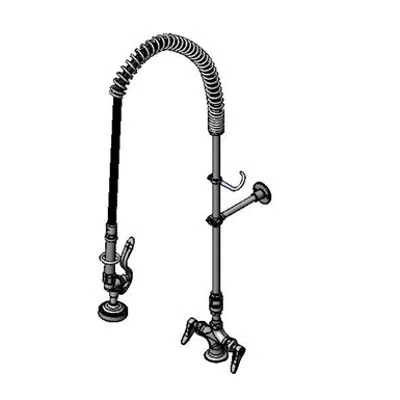 B-0113-CR-V-B Pre-Rinse, Single Deck Mount Faucet, Vacuum Breaker, B-0107, Flex Hose, 20" Riser, Ceramas için görüntü