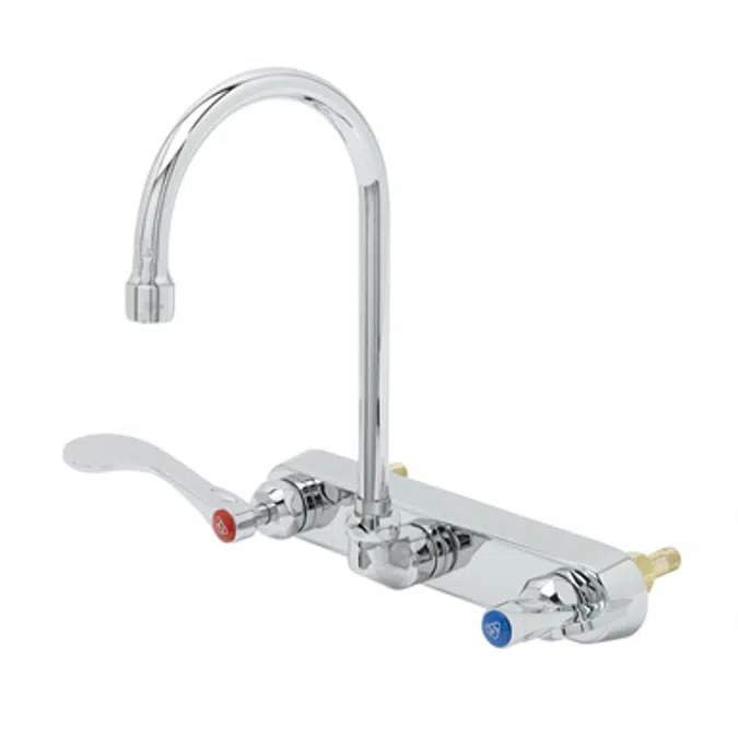 B-1147-04-CR 8" Backsplash Workboard Faucet, Ceramas, 4" Handles, Swivel Gooseneck, 2.2 GPM Aerator