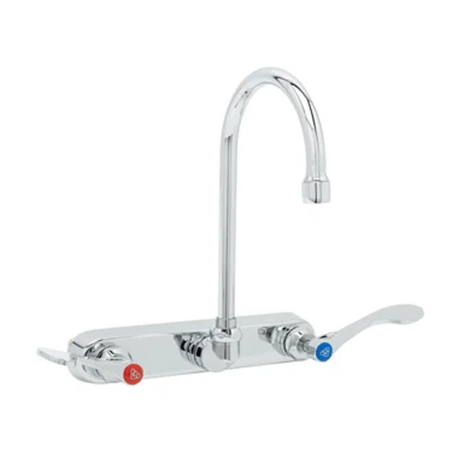 B-1147-04-CR 8" Backsplash Workboard Faucet, Ceramas, 4" Handles, Swivel Gooseneck, 2.2 GPM Aerator