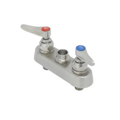 S-1110-LN 4" Stainless Steel Deck Mount Workboard Faucet Less Nozzle with Stainless Steel Lever Handles图像