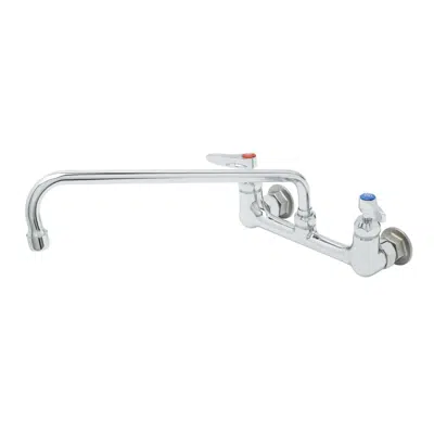 billede til B-2299-CR 8" Double Pantry Faucet, Wall Mount, Ceramas, 14" Swing Nozzle, 1/2" NPT Female Inlets