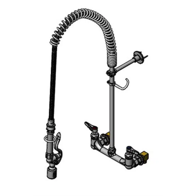 B-0133-CR-BJ-SK Pre-Rinse, EasyInstall, 8" Wall Mount, Ceramas, Lever Handles, B-0107-J, PRSV Swivel,