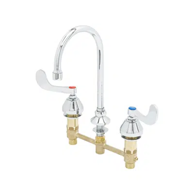 Image for B-2866-05-WS Medical Faucet, 8" Centers, Swivel Gooseneck, 1.5 GPM Aerator, 4" Wrist Action Handles