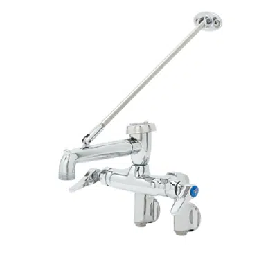 B-0667-POL Service Sink Faucet, Wall Mount, Adjustable Centers, Vacuum Breaker, Wall Brace, Polished için görüntü