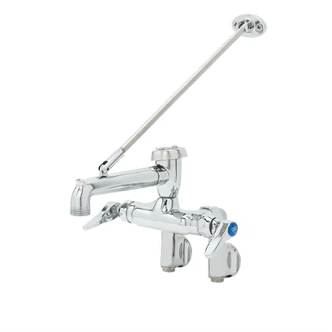 B-0667-POL Service Sink Faucet, Wall Mount, Adjustable Centers, Vacuum Breaker, Wall Brace, Polished