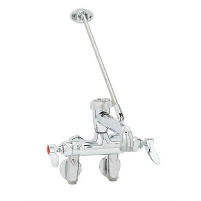 B-0667-POL Service Sink Faucet, Wall Mount, Adjustable Centers, Vacuum Breaker, Wall Brace, Polished