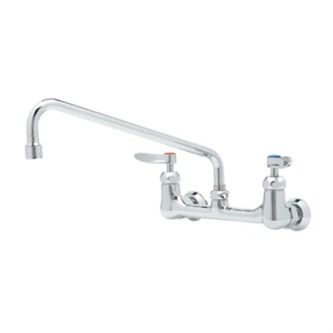 B-0231-EE-CR 8" c/c Double Pantry Faucet, Wall Mount, Ceramas, 12" Swing Nozzle, 00EE Male Inlets