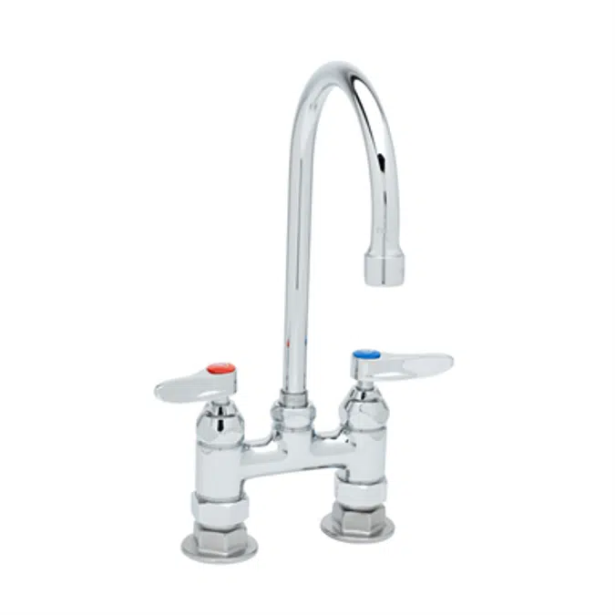 B-0325 Double Pantry Faucet, Deck Mount, 4" Centers, Swivel Gooseneck