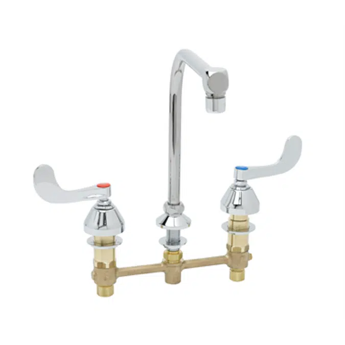 B-2859 Lavatory Faucet, 8" Concealed Body, High-Arc Gooseneck & 2.2 gpm Aerator, 4" Wrist Handles