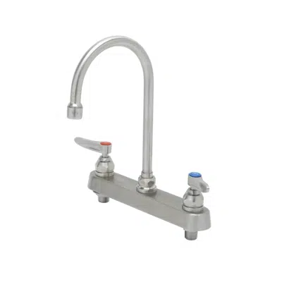 Imagem para S-1142 8" Stainless Steel Deck Mount Workboard Faucet with Stainless Steel Lever Handles and Stainless Steel Swivel Gooseneck with 2.2 GPM Stainless Steel Aerator}