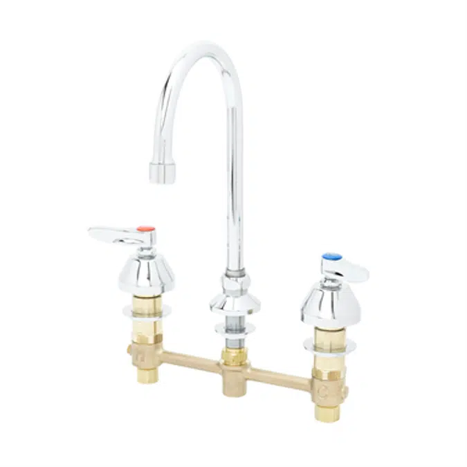 B-2850 Lavatory Faucet, Concealed Body, 8" Centers, Rigid Gooseneck, Lever Handles