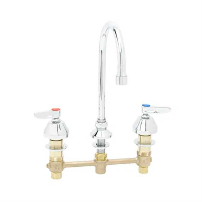 B-2850 Lavatory Faucet, Concealed Body, 8" Centers, Rigid Gooseneck, Lever Handles
