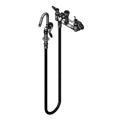 Image for B-0610-CR Pot Filler, Wall Mount, 8" Centers, Cerama, Vacuum Breaker & 68" Hose w/ Self Closing Hook