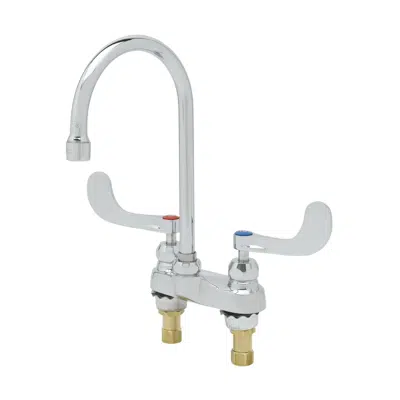 Image for B-0892-133XCRWS Centerset Faucet, Ceramas, Swivel Gooseneck, 1.5 GPM Aerator, 4" Wrist-Action Handles