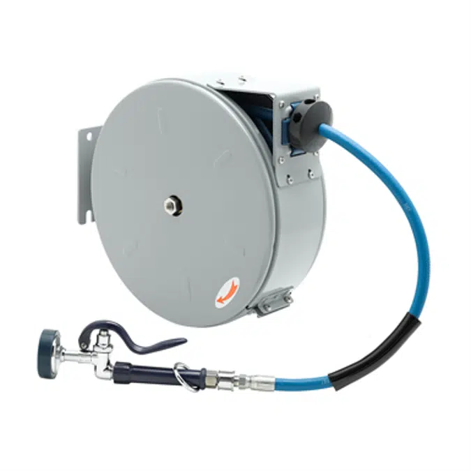 B-7222-C01 Hose Reel, Enclosed, Epoxy Coated Steel, 30' Hose, 3/8" ID with Spray Valve