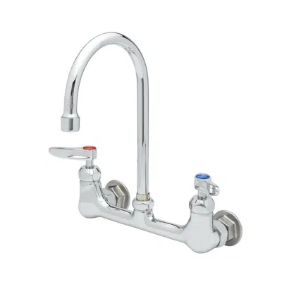 bild för B-0331-CR Faucet, 8" Wall Mount, Ceramas, Swivel Gooseneck, Lever Handles, 1/2" NPT Inlets