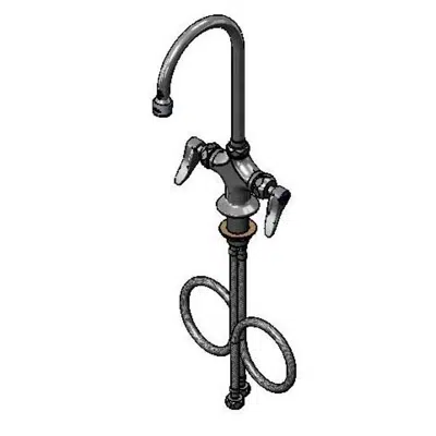 billede til BP-0300-CR-VF05 Double Pantry Faucet, Single Hole, Ceramas, Swivel Gooseneck, B-0199-06-N05, Lever Handles