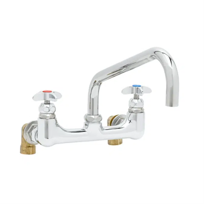 B-0290 BIG-FLO Mixing Faucet, 8" Wall Mount, 12" Swing Nozzle, 00LL Inlet Elbows