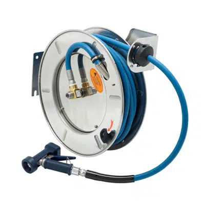 Image for B-7143-02 Hose Reel, Open, Stainless Steel, 1/2" x 50' Hose, 5/16" Rear Trigger Water Gun