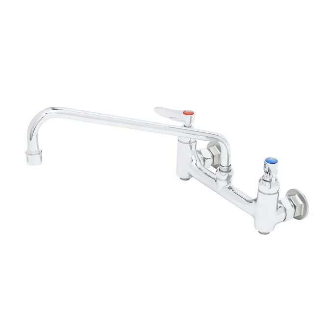 B-0231-BST Double Pantry Faucet, Wall Mount, 8" Centers, 12" Swing Nozzle (062X), Built In Stops