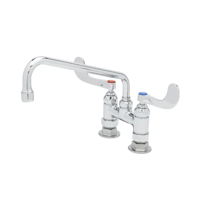 B-0226-WH4 Mixing Faucet, 4" Deck Mount, Eterna Cartridges, 4" Wrist Handles, 10" Swing Nozzle