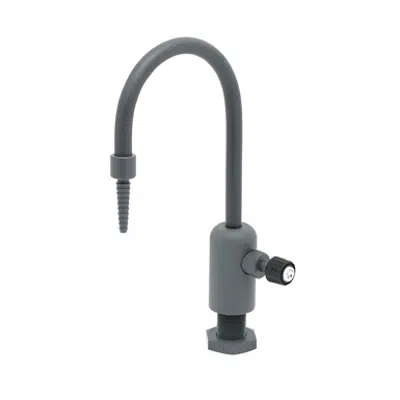 imazhi i BL-9505-01 Lab Faucet, Single Control, Grey PVC, Rigid Gooseneck, Serrated Tip, 3/8" NPT Female Inlet