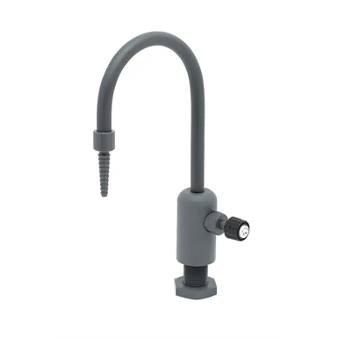 BL-9505-01 Lab Faucet, Single Control, Grey PVC, Rigid Gooseneck, Serrated Tip, 3/8" NPT Female Inlet
