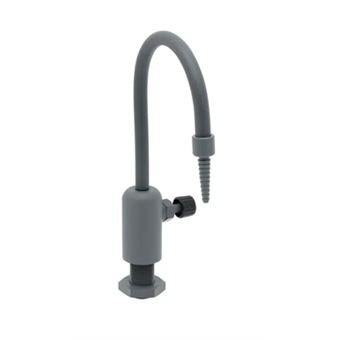 BL-9505-01 Lab Faucet, Single Control, Grey PVC, Rigid Gooseneck, Serrated Tip, 3/8" NPT Female Inlet