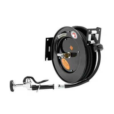 รูปภาพสำหรับ 5HR-232-01 Hose Reel, Open, Powder Coated Steel, 35' x 3/8" ID Hose with Spray Valve
