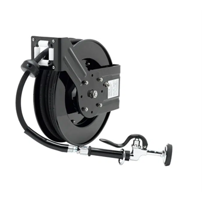 5HR-232-01 Hose Reel, Open, Powder Coated Steel, 35' x 3/8" ID Hose with Spray Valve