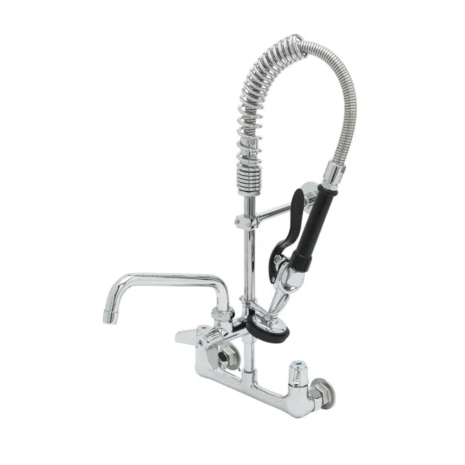 5MPH-8WLN-08 Equip Mini-PRU: 8" Wall Mount Faucet, 5SV, 8" Swing Nozzle, Lever Handles, Wall Bracket