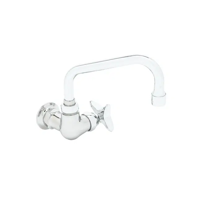 B-0212-F05 Single Temp Faucet, Wall Mount, 6" Swing Nozzle, 0.5 GPM Non-Aerated Outlet, 4-Arm Handle