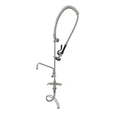 Image for S-0113-A12-B Stainless Steel EasyInstall Pre-Rinse, Single Hole Base, 12" Add-On Faucet, S-0107, Wall Bracket