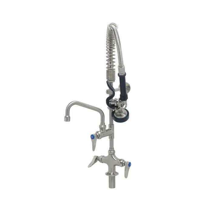 SMPK-2DLN-06 Stainless Steel Mini-Pre-Rinse unit w/ S-0107, 6" Swing Nozzle, Lever Handles & Wall Bracket