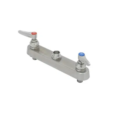 Image for S-1120-LN 8" Stainless Steel Deck Mount Workboard Faucet Less Nozzle with Stainless Steel Lever Handles