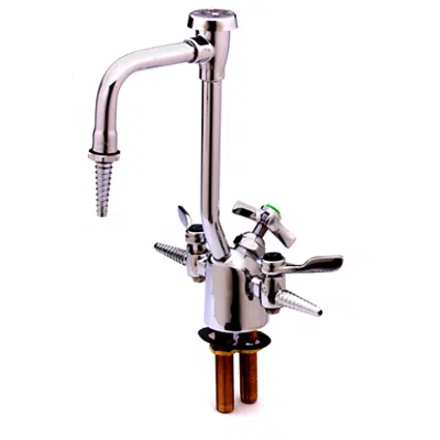 BL-6005-02 Lab Fixture, Gas & Water, 2 Gas Cocks, 6" VB Gooseneck w/ Serrated Tip, 3/8" NPT Inlets图像