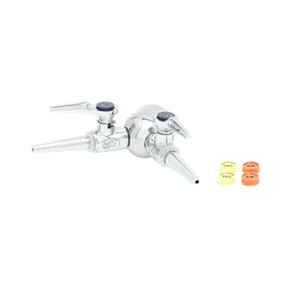 BL-4250-02 Lab Double Panel Flange with Two Hose Cocks, 3/8" NPT Inlet and Outlets图像