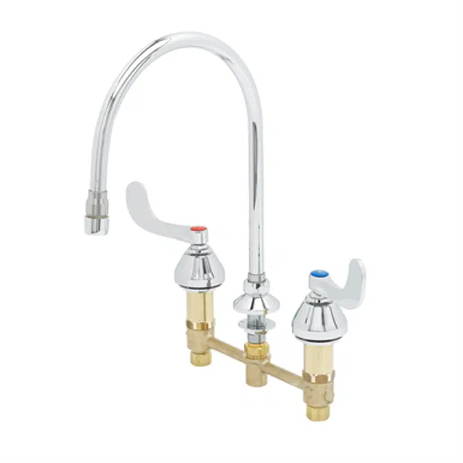 B-2862 Medical Faucet, 8" Centers, 135X Swivel Gooseneck, Non-Splash Aerator, Eternas, 4" Handles