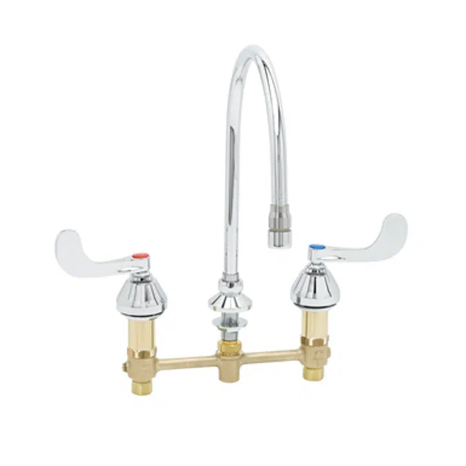 B-2862 Medical Faucet, 8" Centers, 135X Swivel Gooseneck, Non-Splash Aerator, Eternas, 4" Handles