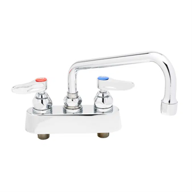 B-1111 Workboard Faucet, Deck Mount, 4" Centers, 8" Swing Nozzle, Lever Handles
