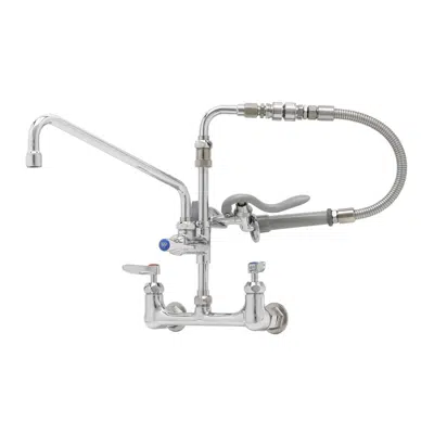 B-0184 8" Wall Mount Faucet, CV-Ceramas, Add-On Faucet, 12" Nozzle, VB, 20" Hose & B-0107 için görüntü